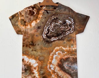 Hand-Dyed Geode Design Tie-Dye T-shirt: Earthscape, Soil + Sunlight, Men's Size Medium