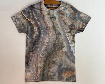 Hand-Dyed Geode Design Tie-Dye T-shirt: Earthscape, Outcropping, Men's Size Medium