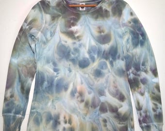 Hand-Dyed Long Sleeve Thermal Shirt, Ice Tie-Dye: Women's (Junior Fit) Size Large