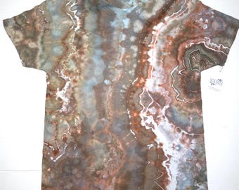 Hand-Dyed Geode Ice Tie-Dye T-shirt: Men's Size L, Earthscapes, "Autumn Morning"