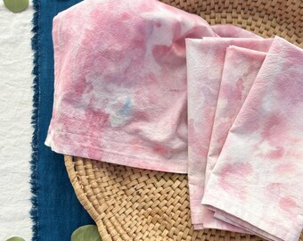 Hand-Dyed  Cotton Napkins: Watercolor Look – BLUSH + SNOW, Set of 4
