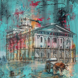 Low Shipping! The Building of Nauvoo Temple.  Unique and Beautiful Canvas print by Jolynn Forman