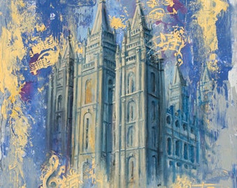 Salt Lake Utah LDS Mormon Temple Art.  Beautiful and Unique Canvas Print for your Home or as a Gift!