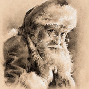 Free Shipping!  "Saint Nicholas” Charcoal. Have you been good this year?