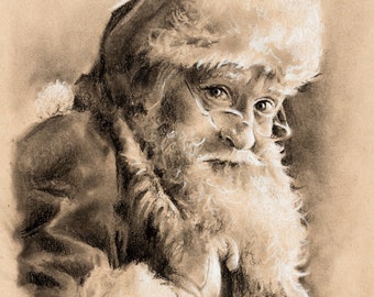 Free Shipping!  "Saint Nicholas” Charcoal. Have you been good this year?
