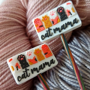 Cat Mama Knitting Accessories Knitting Needle Stitch Stoppers or Savers. Gifts for knitters, Knitting Notions Feline