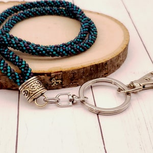 MERMAID-beaded lanyard, badge holder, purple, turquoise, kumihimo, breakaway, teacher appreciation, teacher gift, 17 inch length