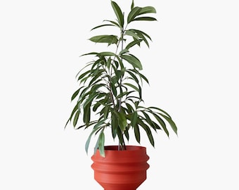 Large Ribbed Floor Planter - 11" Mid Century Modern Pot