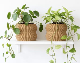 ITO Wooden Planter Set of 2 - Modern Indoor Plant Pot - Geometric Wood Planter - Housewarming Gift - Eco Friendly Home Decor