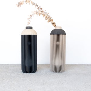 ONDE Vase - Dark grey or Mist White - Minimalist wooden vase perfect for fresh or dried flowers