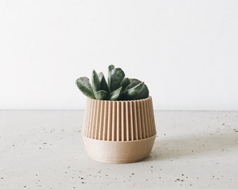 Cache pot bois idéal cactus succulente / Kobe / Design géométrique et minimaliste