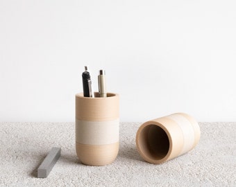 Pen holder - Two Tone Natural and Mist white