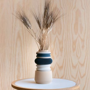 Jarrón modular de diseño Laguna, azul: perfecto para flores secas o frescas.