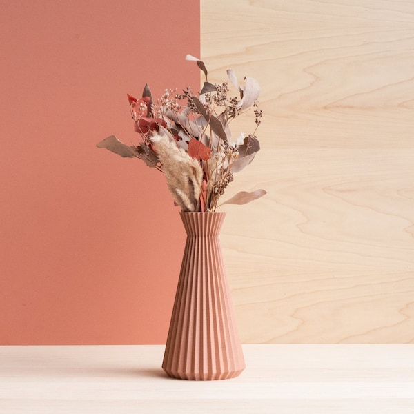 Vase origami "ISHI" Terracotta parfait pour Fleurs séchées - Cadeau original