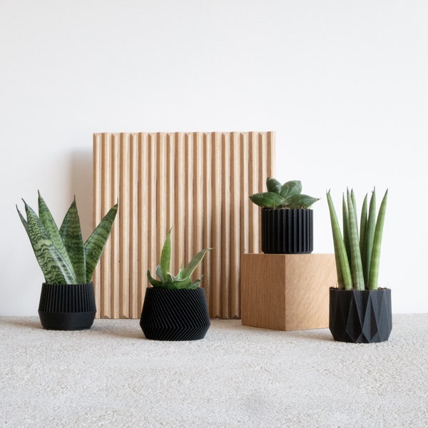 Set of 4 small indoor planters Black - original planter gift !