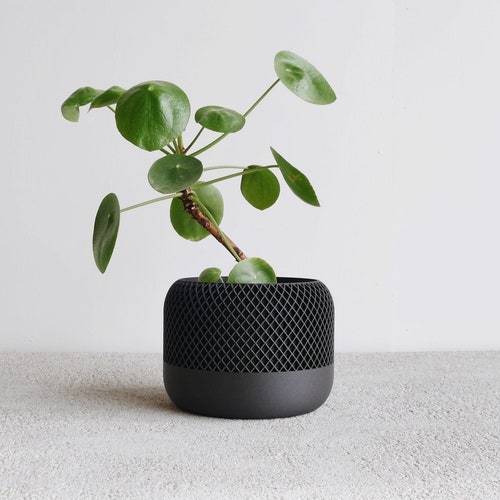 Black indoor planter wood - APPLE - Minimalist & Scandinavian decor - Planter gift