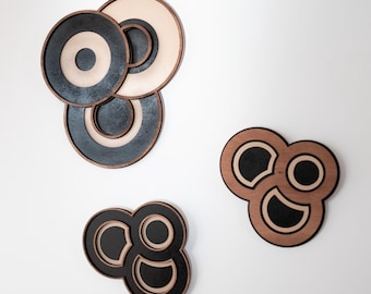 Modern geometric wall art set – Wooden wall decor – Triptych PRISM