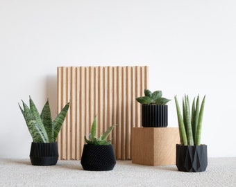 Set of 4 small indoor planters Black - original planter gift !