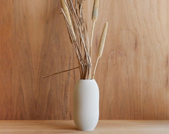 Vase Minimaliste imprimé en bois blanc "May" - parfait pour fleurs séchées - Idéal cadeau fêtes des mères
