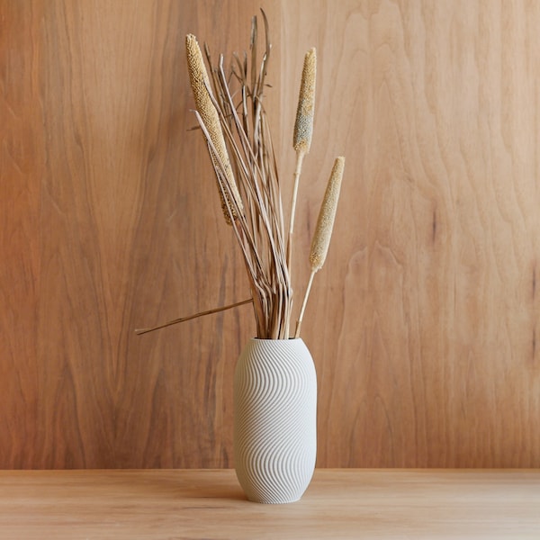 Vase Minimaliste imprimé en bois blanc "May" - parfait pour fleurs séchées - Idéal cadeau fêtes des mères