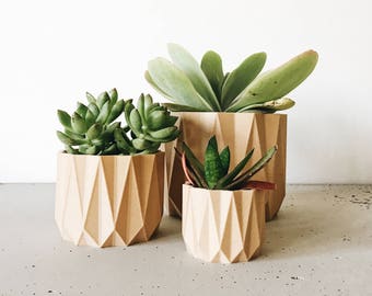 Indoor wood planter ORIGAMI - Original planter gift