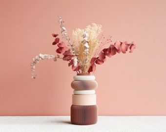 Terracotta and white modular vase Rosée - Unique Valentine Day Gift