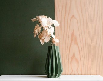 Vase ORIGAMI Vert Émeraude - parfait pour fleurs fraiches ou séchées - Cadeau original fête des mères !