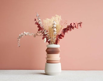 Jarrón modular AMA Terracotta y Powder Pink, perfecto para flores secas o flores frescas