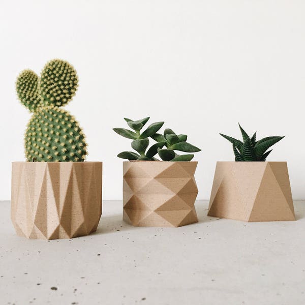 Set of 3 small vases  Plants pots - succulent planter - Planters set - Office decor - Scandinavian decor - Gift idea - Hygge