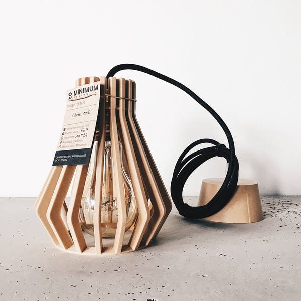 Lampe Suspension en bois - Design Vintage et Industriel / OHE