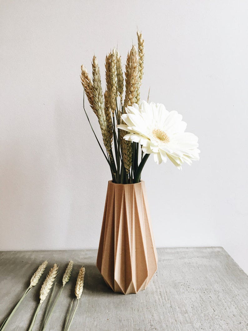 Vase ORIGAMI dry flowers Original gift for plant lover image 2