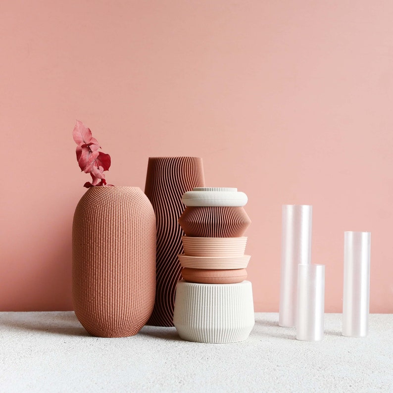 Terracotta and pink Modular Vase AMA perfect for dried or fresh flowers image 5