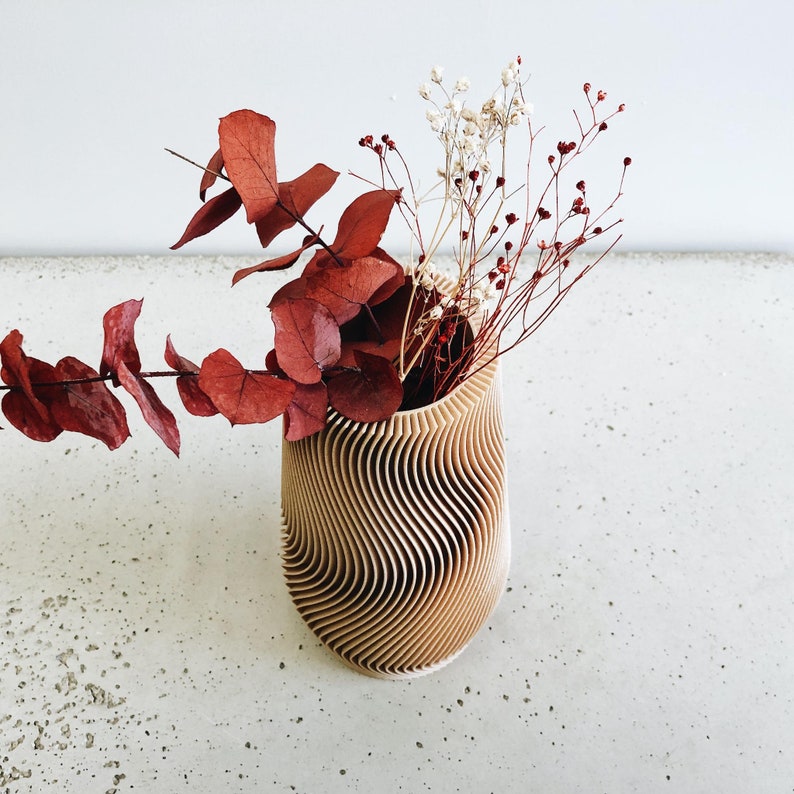 Vase géométrique WAVE bois recyclé Parfait pour fleurs séchées image 5