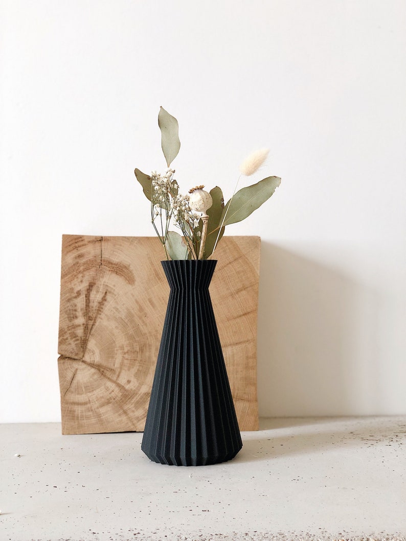 Vase origami ISHI NOIR Fleurs séchées Cadeau original pour elle image 4