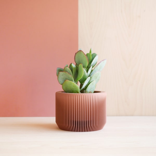 Jardinera de terracota rosa - PRAH, maceta única con textura y minimalista: ¡el regalo ideal para los amantes de las plantas!