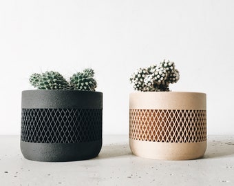 Set of 2 wood planters for succulent or cactus "MATH"