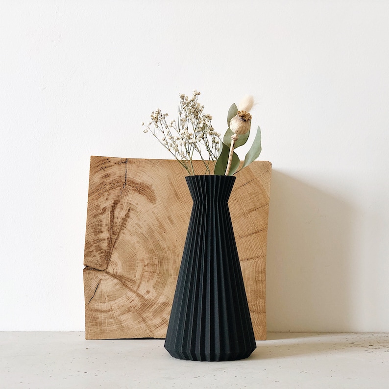 Vase origami ISHI NOIR Fleurs séchées Cadeau original pour elle image 5