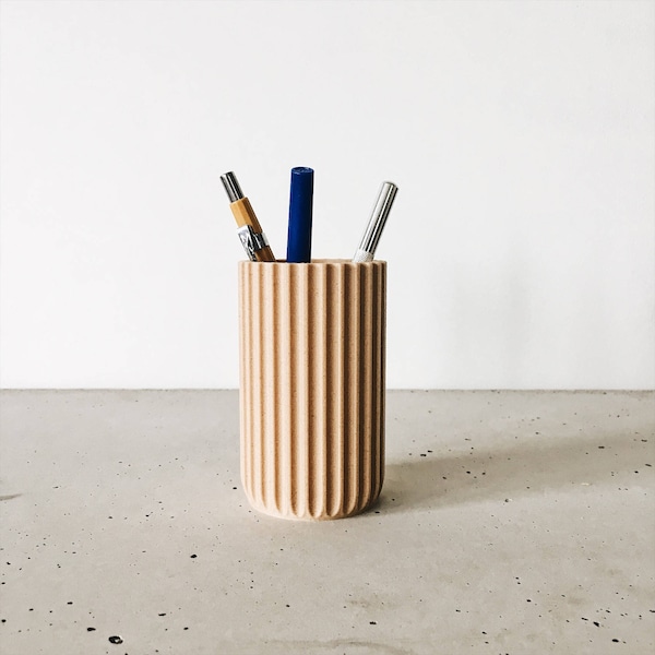 Pen holder / Vase / Desk organizer Stockholm printed in WOOD, hygge, minimalist scandinavian design for our desk ! Original gift her or him