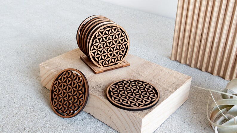 Set of 6 geometric coasters en bois IKAWI image 3