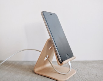 Soporte de diseño iPhone 6/6s+ - iPhone 7/7s - iPhone 8 - iPhone X minimalista en 3D Madera y bioplástico