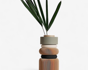 Beige, olive green, black Modular vase NU