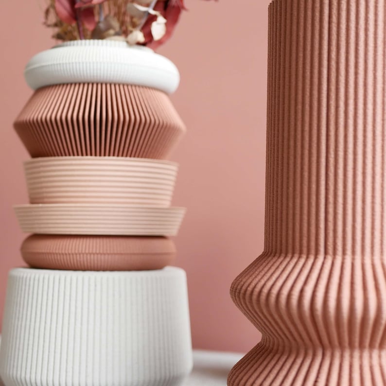 Terracotta and pink Modular Vase AMA perfect for dried or fresh flowers image 3