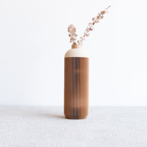 ONDE Vase Natural and Mist White Minimalist wooden vase perfect for fresh or dried flowers zdjęcie 3