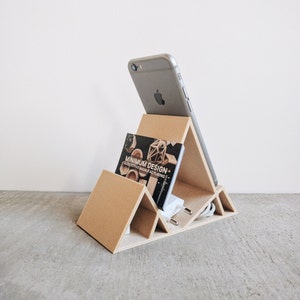 Wooden Minimalist Geometric Stand / Dock for iPhone 6 6S 6Plus 7 7Plus Smartphone Business Cards Office Organizer image 3