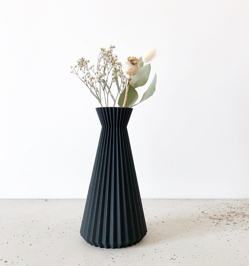 Vase origami ISHI NOIR Fleurs séchées Cadeau original pour elle image 3