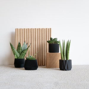 Set of 4 small indoor planters Black original planter gift image 6