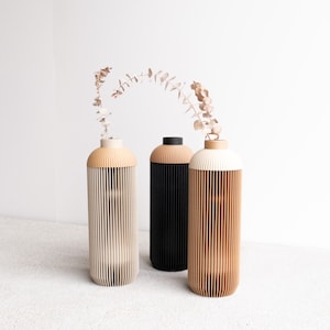 ONDE Vase Natural and Mist White Minimalist wooden vase perfect for fresh or dried flowers zdjęcie 5