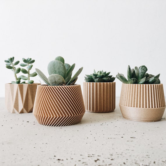 Set of 4 Small Indoor Planters Original Planter Gift 