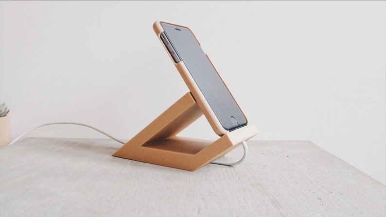 Stand / Dock iPhone 6 7 8 plus printed in 3d in Wood minimalist design Gift idea for her him image 2