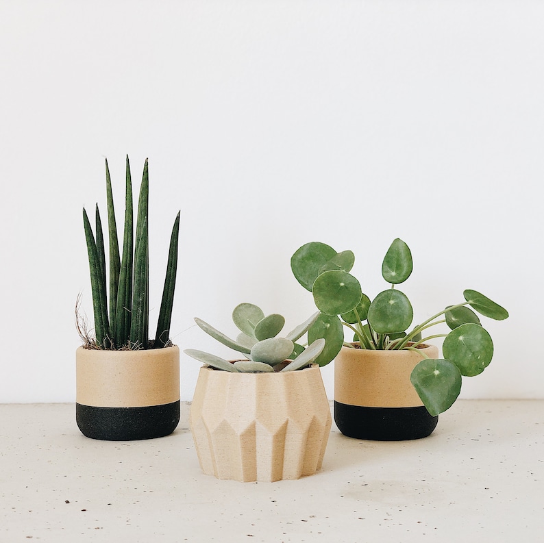 Set of 3 Small Indoor Planters Original Planter Gift Etsy